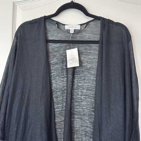New Directions Black Lightweight Sweater Kimono One Size - Picture 2 of 12